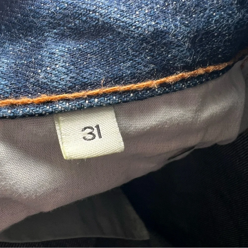 GUSTIN Selvedge Button Fly Mens Slim Fit Denim Dark Wash Jeans